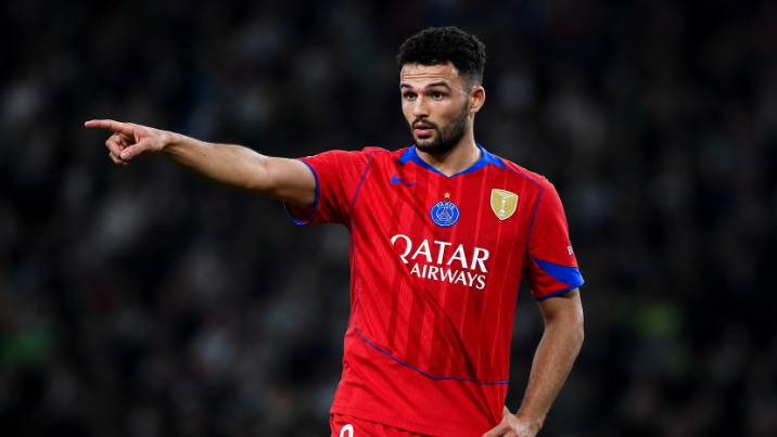 Portuguese striker Gonçalo Ramos on the field for Paris Saint Germain.